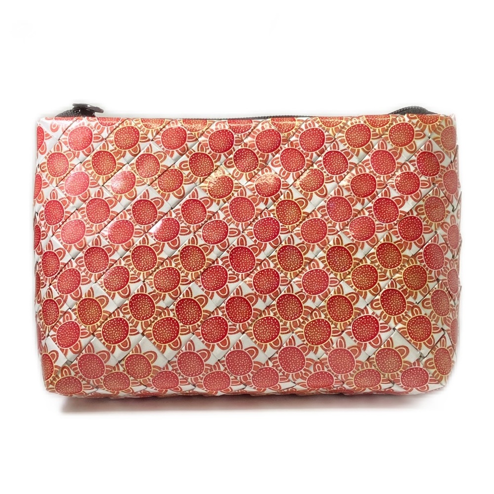 Handmade Pouch Wallet Case Orange Flowers Multiuse